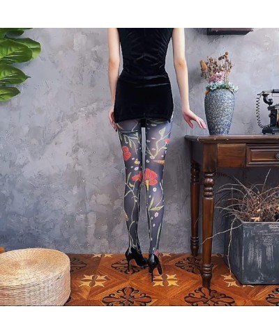 Women Tights, Sheer High Waist Pantyhose, Vintage Control Top Stockings, Siwa 3 Black Butterfly Floral $19.71 Socks