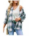 Womens Lapel Button Down Flannel Plaid Shirts Long Sleeve with Pocket Shacket Jacket Coats Boyfriend Tops Blouse Green $21.99...