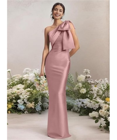 One Shoulder Prom Dresses with Bow Mermaid Satin Cocktail Dresses Long Bodycon Mother of The Bride Dress HGR18 Red $27.02 Dre...