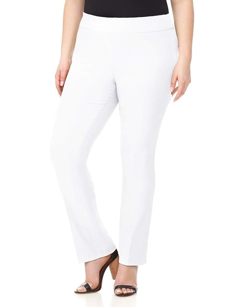 Curvy Woman Plus Size Modern Straight Leg Pant w/Tummy Control White $23.50 Pants