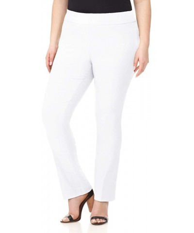 Curvy Woman Plus Size Modern Straight Leg Pant w/Tummy Control White $23.50 Pants