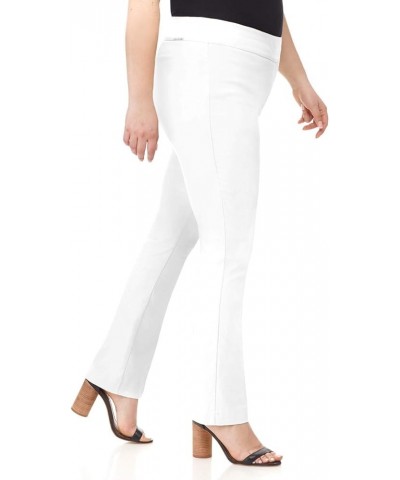 Curvy Woman Plus Size Modern Straight Leg Pant w/Tummy Control White $23.50 Pants