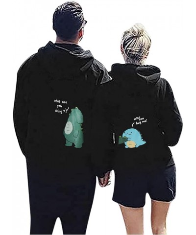 Couple Hoodie Lover Dinosaur Matching Couple Sweatshirt Valentine's Day Gift for Him & Her King Queen (f-White, S) Small A-bl...