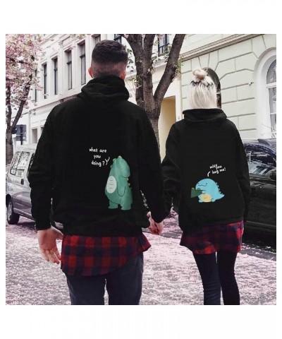 Couple Hoodie Lover Dinosaur Matching Couple Sweatshirt Valentine's Day Gift for Him & Her King Queen (f-White, S) Small A-bl...