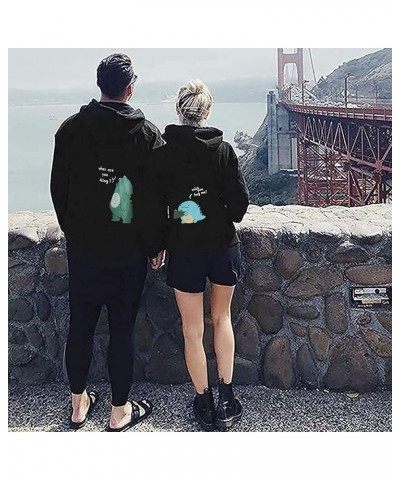 Couple Hoodie Lover Dinosaur Matching Couple Sweatshirt Valentine's Day Gift for Him & Her King Queen (f-White, S) Small A-bl...