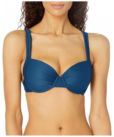 Women's Standard Scarlett Underwire Push Up Bikini Top Swimsuit Wisdom Blue Rib $20.41 Swimsuits