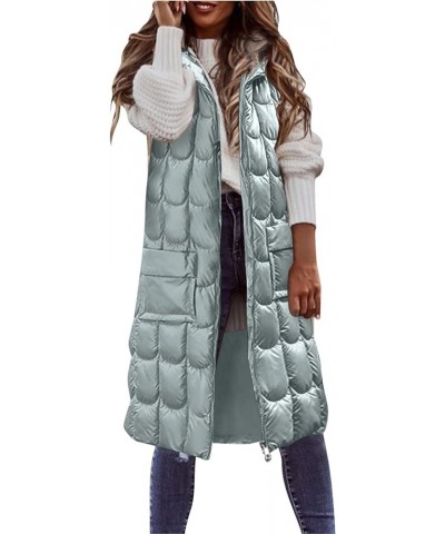 Womens Long Puffer Vest Women's Down Coats & Jackets Winter Coats Sleeveless Warm Zip Up Jacket Best Outerwear H-blue $15.97 ...