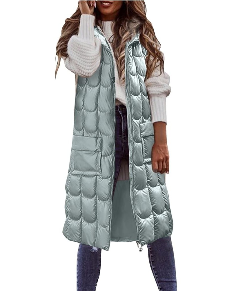 Womens Long Puffer Vest Women's Down Coats & Jackets Winter Coats Sleeveless Warm Zip Up Jacket Best Outerwear H-blue $15.97 ...