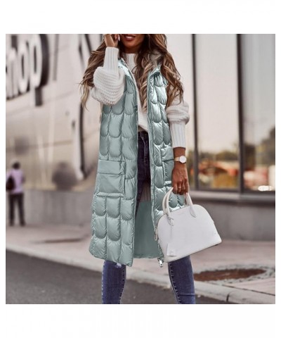 Womens Long Puffer Vest Women's Down Coats & Jackets Winter Coats Sleeveless Warm Zip Up Jacket Best Outerwear H-blue $15.97 ...