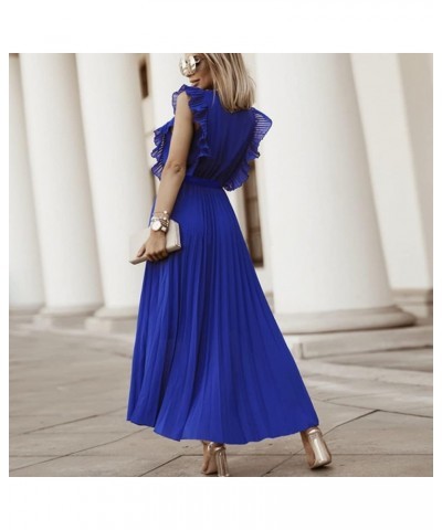 Women's Summer Dress Flowy Chiffon Sleeveless Halter Floral Tied Waist Maxi Dress Flowy Swing Pleated Sundress Z001-blue $12....