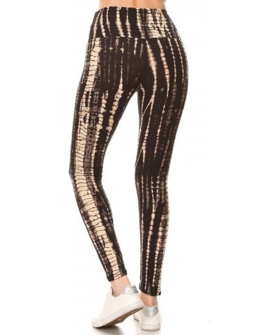 High Waisted Tie Dye & Fabric Print Leggings for Women - Reg, Plus, 1X3X, 3X5X 5" Yoga Black and Tan Tie Dye $10.07 Leggings