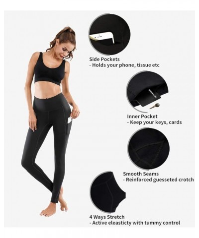 High Waist Yoga Pants - Yoga Pants with Pockets Tummy Control, 4 Ways Stretch Workout Running Yoga Leggings Black $16.23 Acti...