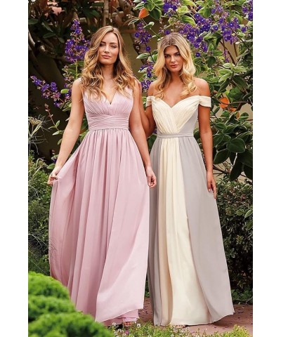 V Neck Bridesmaid Dresses Chiffon with Pleated Prom Dress A Line Formal Evening Dress for Women with Slit,R09 Turquoise $39.9...