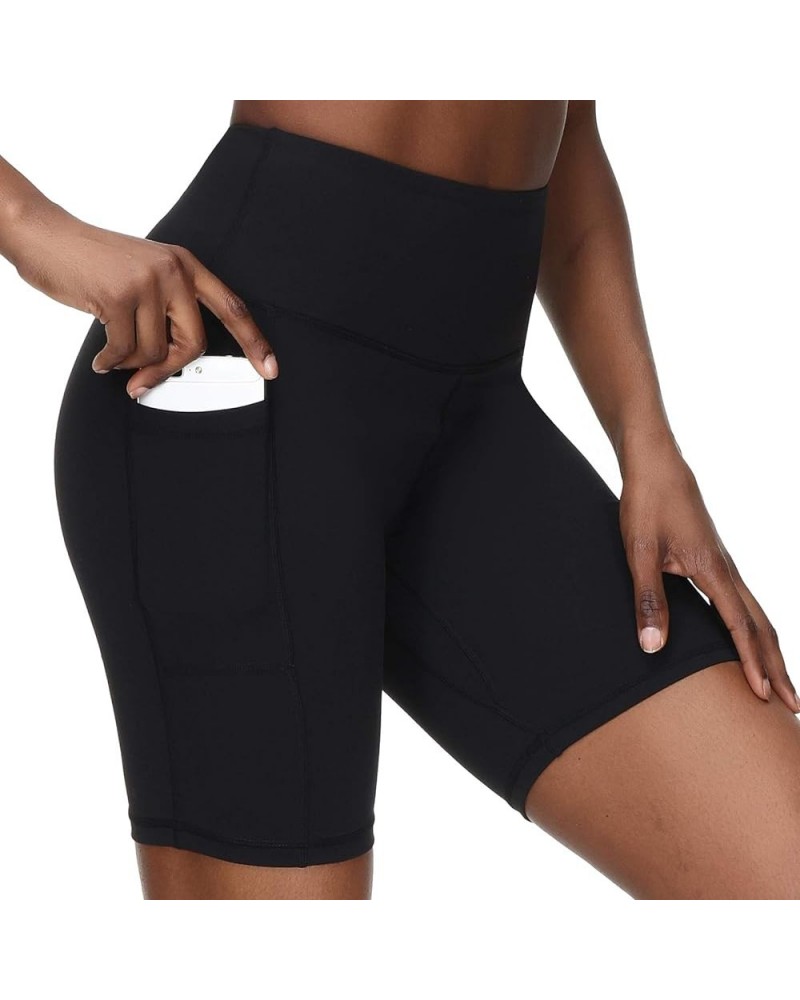 Workout Biker Shorts Women - 8" Womens Athletic High Waisted Yoga Shorts 8''-black-a001 $6.00 Activewear