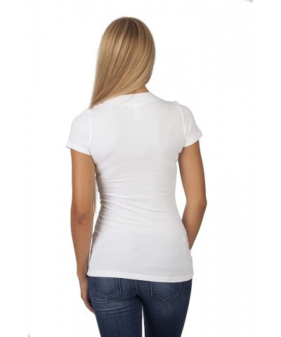 Women's Casual Basic Deep V-Neck Short Sleeve Plus Size T-Shirt White $9.84 Tops