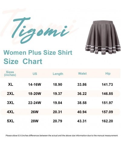 Women Plus Size Skirts Stretchy Buttons Hidden Zipper Mini Skirt Swing A Line Skater Skirt Black XL-5XL 9_ F063_ Stripes _ Gr...