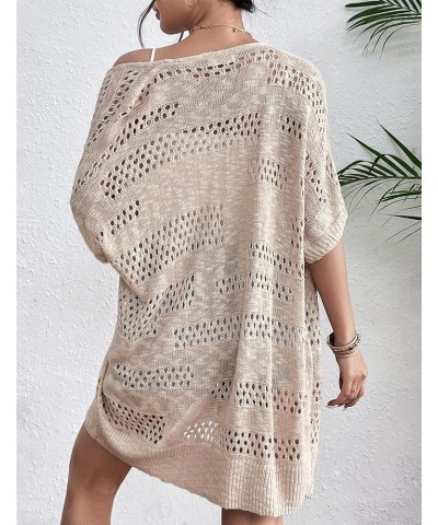 Lightweight Summer Crochet Cardigan for Women Short Sleeve Kimono Boho Oversized Open Front Knitted Cardigan Beige $20.71 Swe...