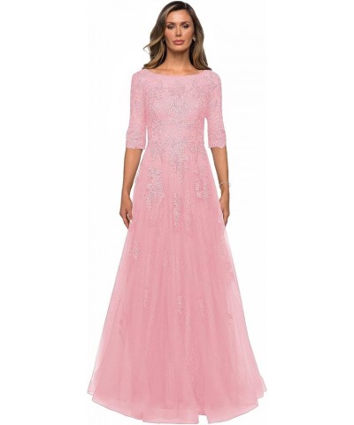 Elegant Lace Mother of The Bride Dresses for Women Formal with Sleeves Pink $42.07 Dresses