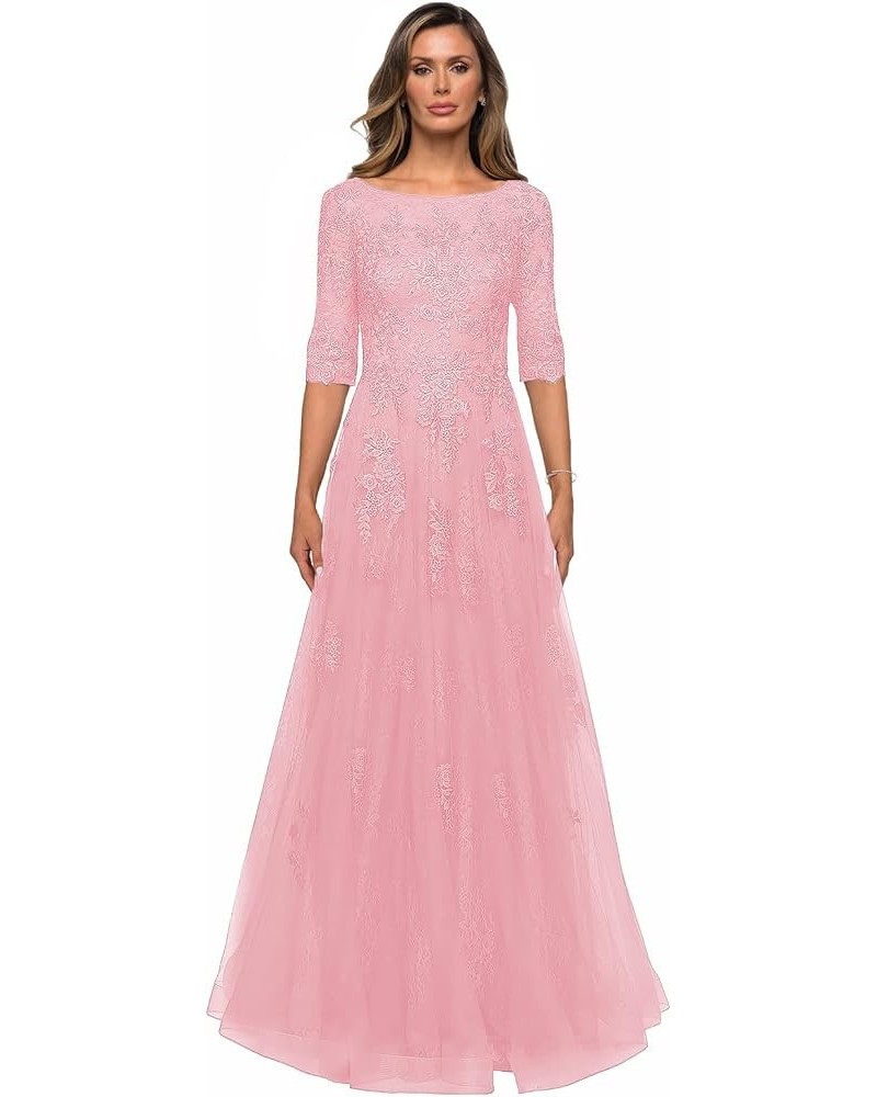 Elegant Lace Mother of The Bride Dresses for Women Formal with Sleeves Pink $42.07 Dresses