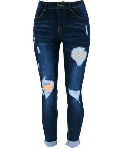 Women's Ripped Skinny Jeans Hight Waisted Stretch Distressed Denim Pants for Women Blue $15.68 Jeans