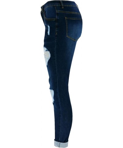 Women's Ripped Skinny Jeans Hight Waisted Stretch Distressed Denim Pants for Women Blue $15.68 Jeans