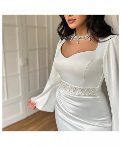 Long Sleeves Wedding Dresses for Bride Chiffon Bridal A-Line Gowns Elegant Formal Evening Party Dress N-white $50.00 Dresses