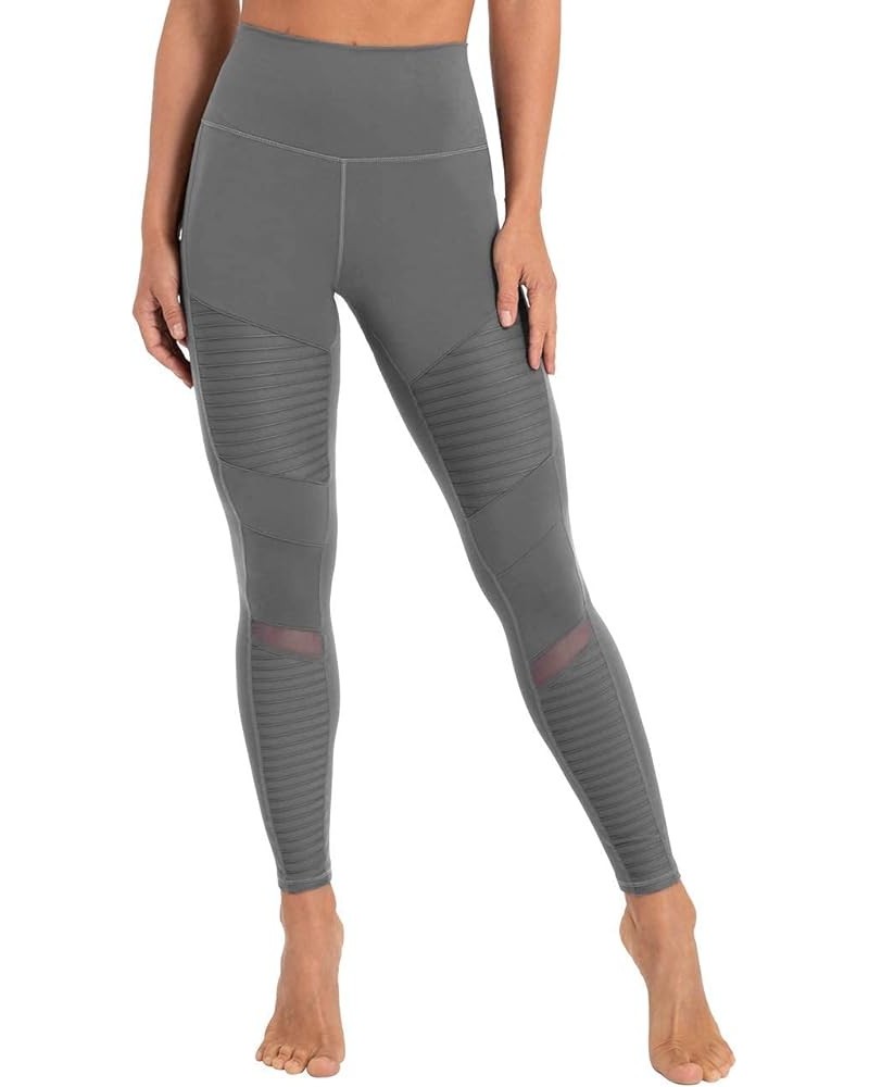 Women's High Waist Moto Leggings Workout Mesh Legging Stretch 7/8 Skinny Yoga Pants with Inner Pocket Dark Gray $18.59 Pants