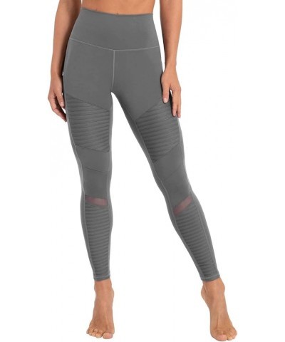 Women's High Waist Moto Leggings Workout Mesh Legging Stretch 7/8 Skinny Yoga Pants with Inner Pocket Dark Gray $18.59 Pants