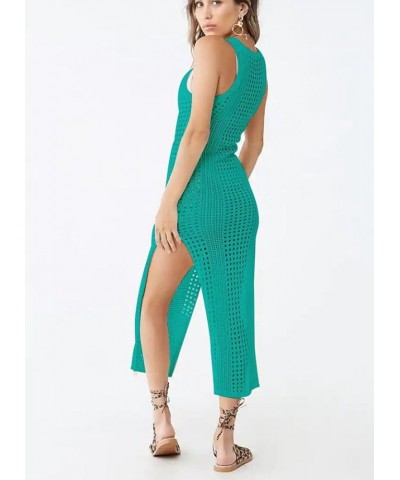 Women's Bikini Swimsuits Two Piece Crochet Fishnet Bra Top Maxi Skirt Cover Up Set Beach Outfits 6066-3 Green $16.66 Swimsuits