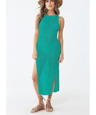 Women's Bikini Swimsuits Two Piece Crochet Fishnet Bra Top Maxi Skirt Cover Up Set Beach Outfits 6066-3 Green $16.66 Swimsuits