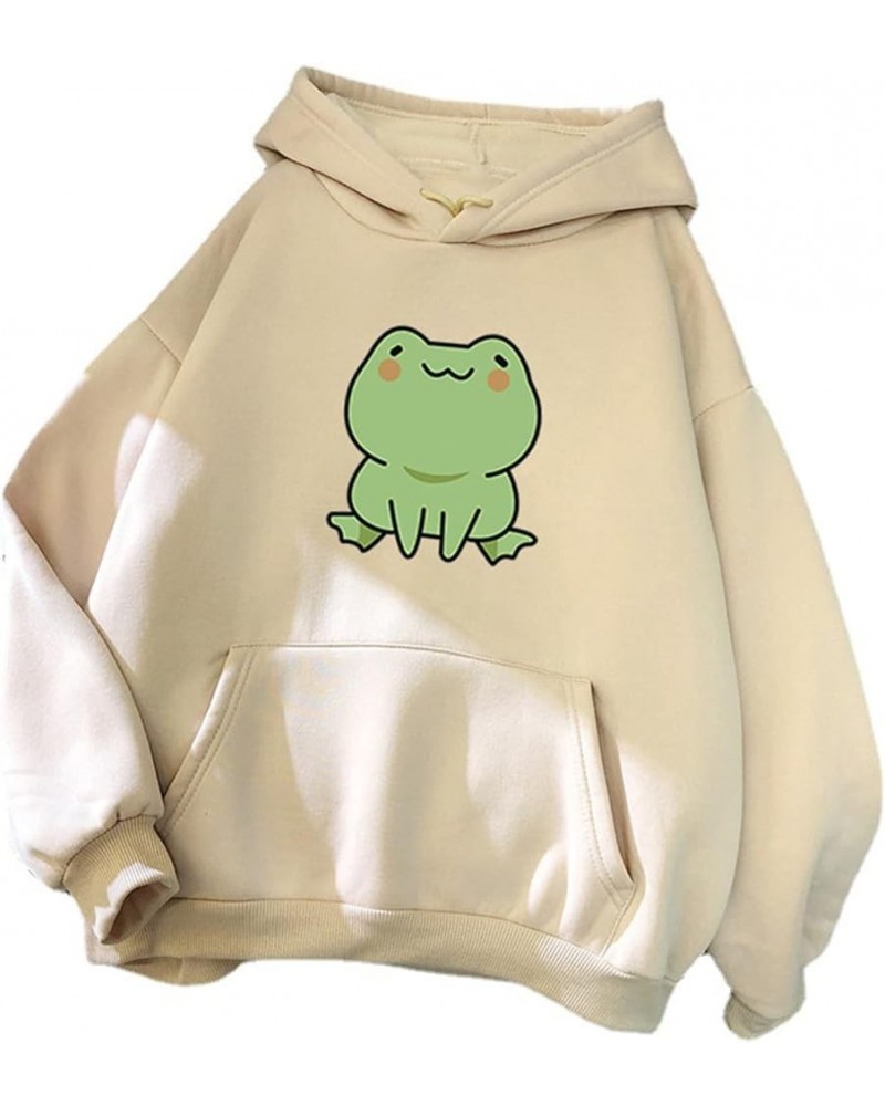 Women's/Girl's Frog Hoodie - Skateboarding Frog Pullover Long Sleeve Hoodie Pullover Tops Sweatshirt Streetwear Apricot a $9....