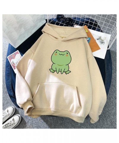 Women's/Girl's Frog Hoodie - Skateboarding Frog Pullover Long Sleeve Hoodie Pullover Tops Sweatshirt Streetwear Apricot a $9....