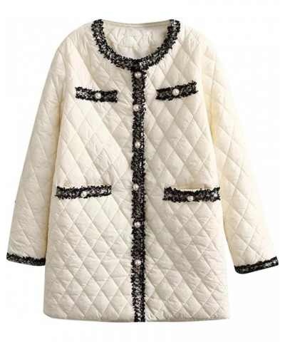 Womens Winter Coats Padded Quilted Lightweight Jackets Warm Parka Outerwear Plus Size Long Down Coats Outdoor Outerwear White...