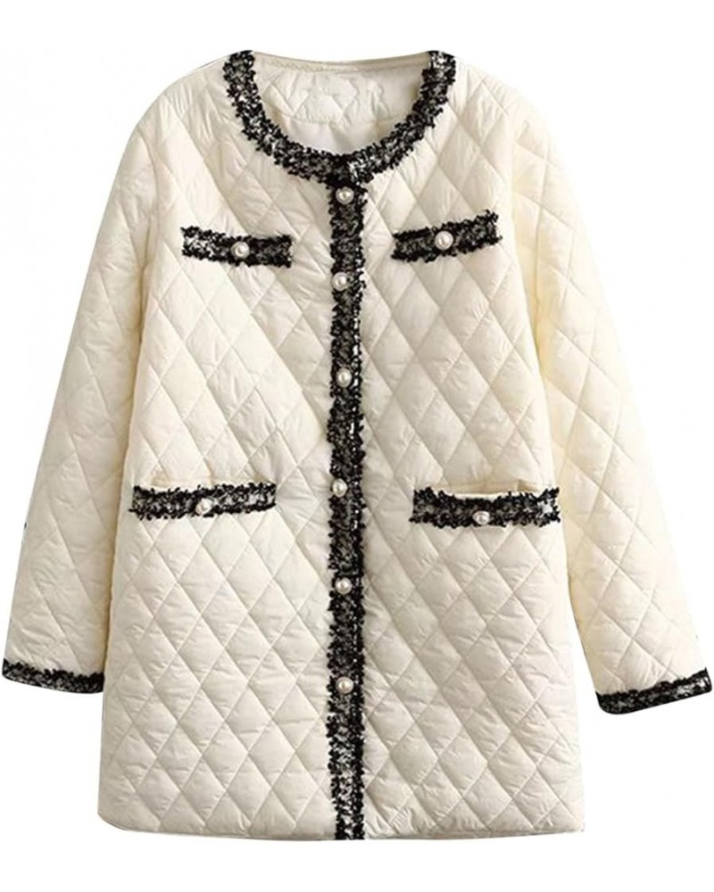 Womens Winter Coats Padded Quilted Lightweight Jackets Warm Parka Outerwear Plus Size Long Down Coats Outdoor Outerwear White...