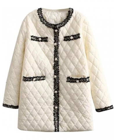 Womens Winter Coats Padded Quilted Lightweight Jackets Warm Parka Outerwear Plus Size Long Down Coats Outdoor Outerwear White...