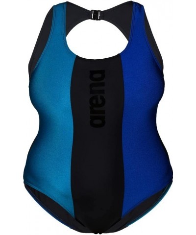 Women's Bodylift Plus Size One Piece Swimsuit Black-galapagos-neon Blue $27.88 Swimsuits