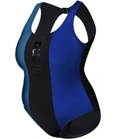 Women's Bodylift Plus Size One Piece Swimsuit Black-galapagos-neon Blue $27.88 Swimsuits