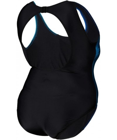 Women's Bodylift Plus Size One Piece Swimsuit Black-galapagos-neon Blue $27.88 Swimsuits