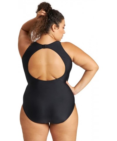 Women's Bodylift Plus Size One Piece Swimsuit Black-galapagos-neon Blue $27.88 Swimsuits