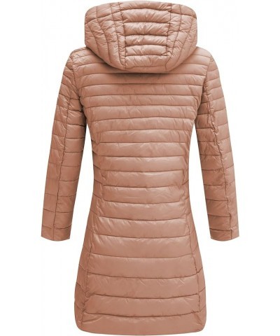 Women's Quilted Lightweight Puffer Jacket, Winter Coats for Women Long Padded Bubble Coat Pink With Hood $32.99 Jackets