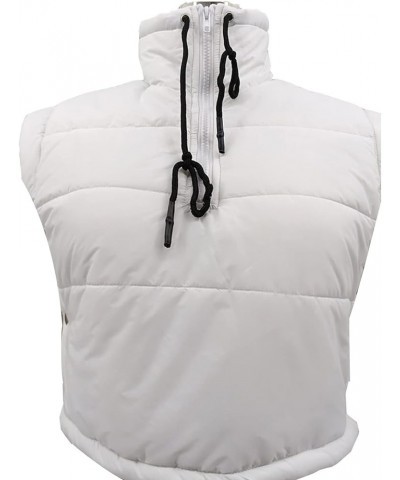 Women Winter Full Zipper Sleeveless Puffer Crop Stand Collar Padded Gilet Coat Lightweight Outwear Vest Solid White $12.31 Ja...