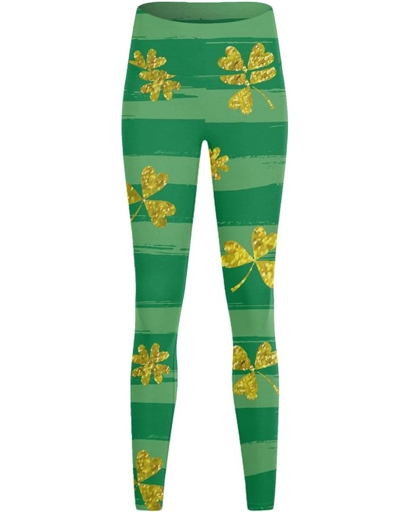 Women's St Patrick's Day Leggings Tights Irish Clover High Waist Skinny Pants Stretchy Butt Lifting Yoga Pants for Women Y4-a...