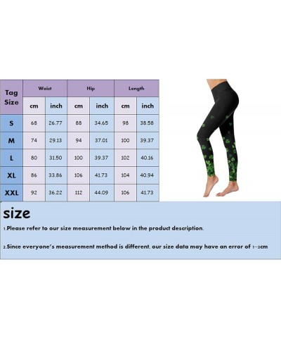 Women's St Patrick's Day Leggings Tights Irish Clover High Waist Skinny Pants Stretchy Butt Lifting Yoga Pants for Women Y4-a...