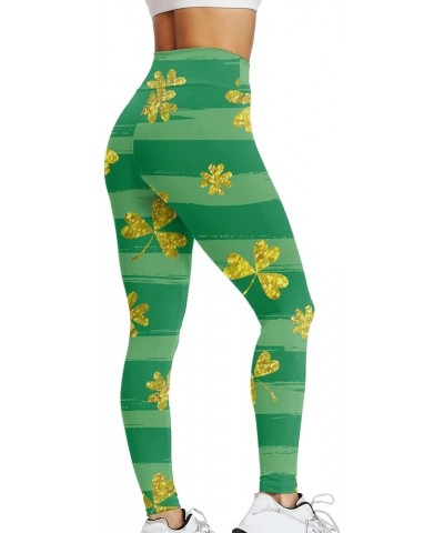 Women's St Patrick's Day Leggings Tights Irish Clover High Waist Skinny Pants Stretchy Butt Lifting Yoga Pants for Women Y4-a...