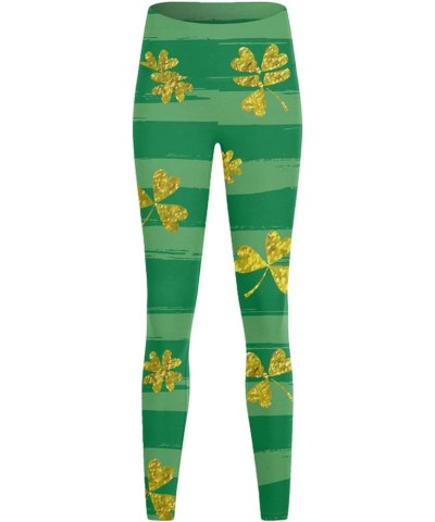 Women's St Patrick's Day Leggings Tights Irish Clover High Waist Skinny Pants Stretchy Butt Lifting Yoga Pants for Women Y4-a...