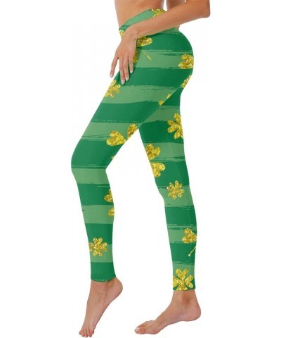 Women's St Patrick's Day Leggings Tights Irish Clover High Waist Skinny Pants Stretchy Butt Lifting Yoga Pants for Women Y4-a...