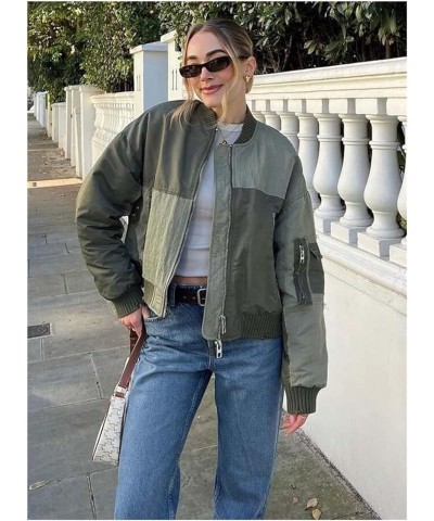 Patchwork Bomber Jacket Women Zip Oversize Jacket Woman Long Sleeve Cropped Jackets for Women Ripped Coats Style1 $26.75 Jackets