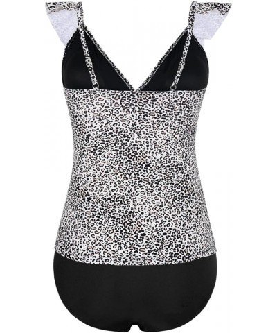 Women's Tankini Swimsuits Shirred Tummy Control Swimwear Ruffled V Neck Two Piece Bathing Suits Leopard Pattern 1 $21.83 Swim...