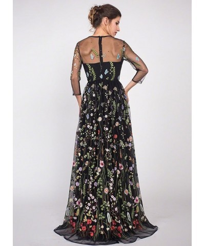 YSMei Women's Backless Long 3D Flower Prom Party Gown Black-style a $28.20 Dresses