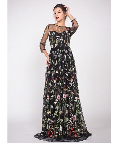 YSMei Women's Backless Long 3D Flower Prom Party Gown Black-style a $28.20 Dresses